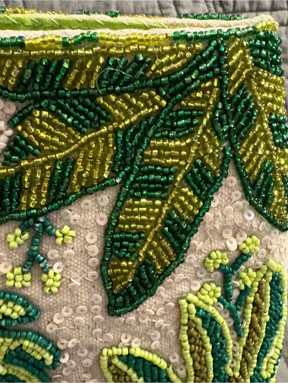 America and Beyond Beaded Hand Bag Tropical Leafs Green Crossbody Purse NWT - Picture 7 of 12